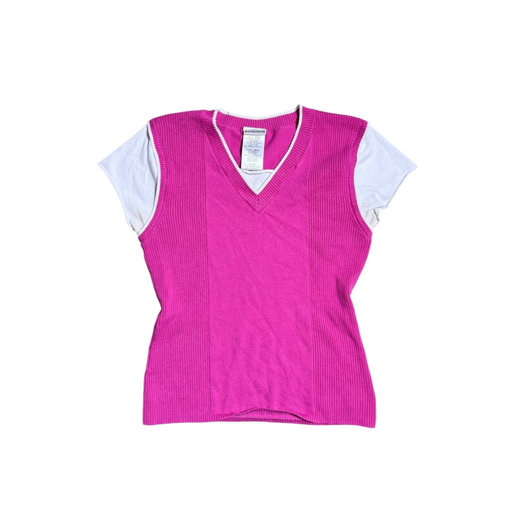 No Boundaries Magenta Pink V-Neck Layered Sweater Vest Top